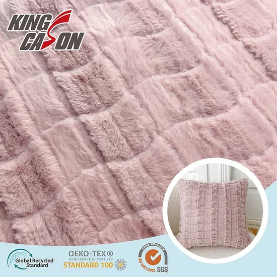 Ткань Kingcason Pink Wave Jacquard с искусственным мехом пушистого кролика, текстильная ткань