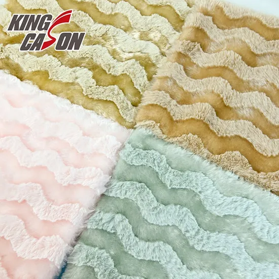 Ткань из искусственного меха кролика Kingcason Polyester Wave Design Cation Ab Yarn, супермягкая, для одеяла
